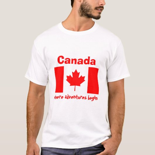 T-Shirt Drapeau + Carte + Texte Canada (Devant)