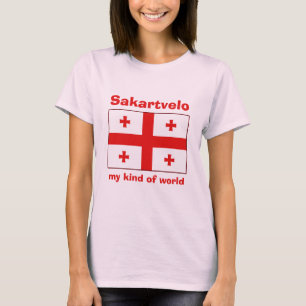 T-Shirt Drapeau + Carte + Texte de Géorgie