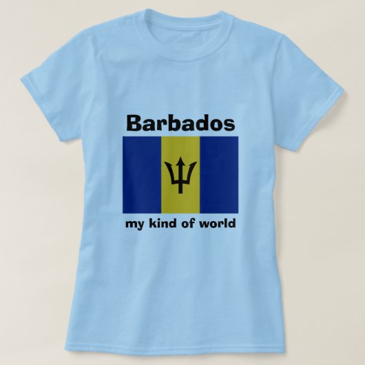 T-Shirt Drapeau + Carte + Texte de la Barbade (Design devant)