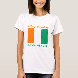 T-Shirt Drapeau + Carte + Texte de la Côte d'Ivoir