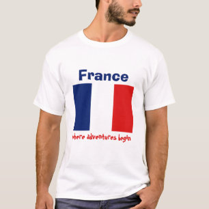T-Shirt Drapeau + Carte + Texte de la France