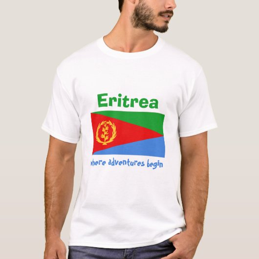 T-Shirt Drapeau + Carte + Texte de l'Érythrée (Devant)