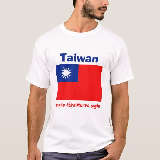 T-shirt Drapeau + Carte + Texte de Taiwan (Devant)