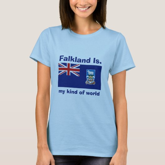 T-Shirt Drapeau + Carte + Texte des Îles Malouines (Devant)