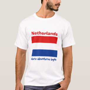 T-Shirt Drapeau + Carte + Texte des Pays-Bas