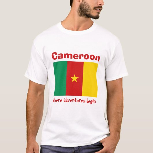 T-Shirt Drapeau + Carte + Texte du Cameroun (Devant)