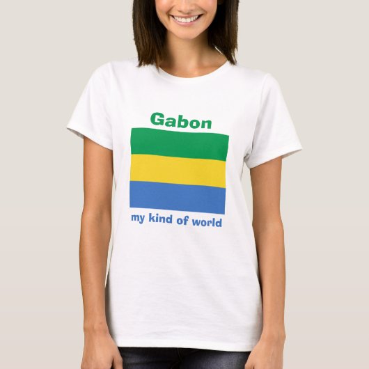 T-Shirt Drapeau + Carte + Texte du Gabon (Devant)