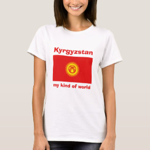 T-Shirt Drapeau + Carte + Texte du Kirghizistan