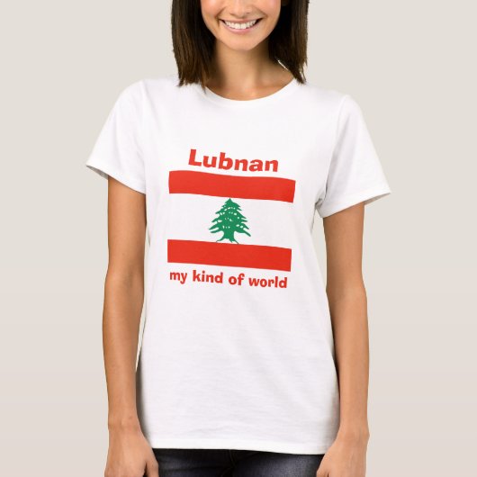 T-Shirt Drapeau + Carte + Texte du Liban (Devant)