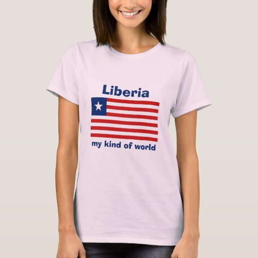T-Shirt Drapeau + Carte + Texte du Liberia (Devant)