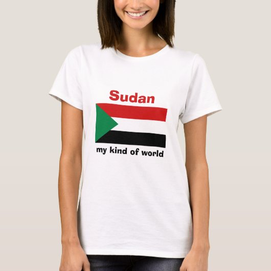T-Shirt Drapeau + Carte + Texte du Soudan (Devant)