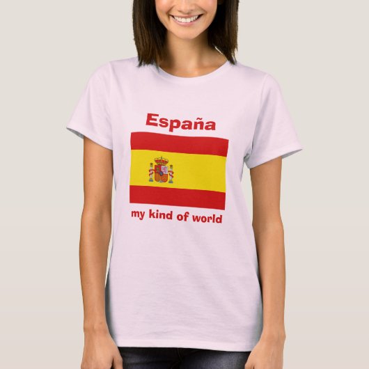 T-Shirt Drapeau + Carte + Texte Espagne (Devant)