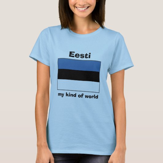 T-Shirt Drapeau + Carte + Texte Estonie (Devant)