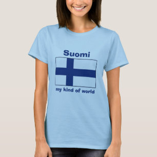 T-Shirt Drapeau + Carte + Texte Finlande