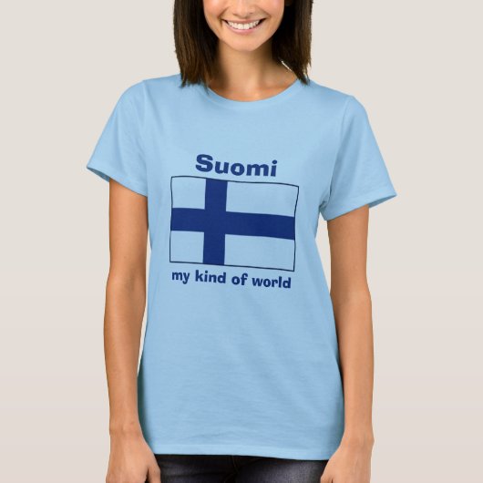 T-Shirt Drapeau + Carte + Texte Finlande (Devant)