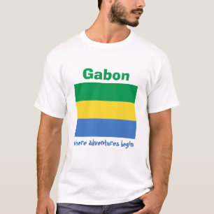 T-Shirt Drapeau + Carte + Texte Gabon