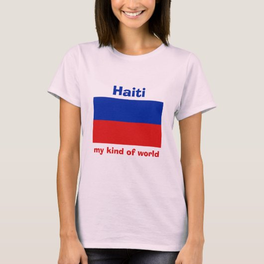 T-Shirt Drapeau + Carte + Texte Haïti (Devant)