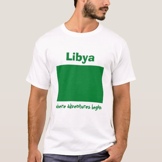 T-Shirt Drapeau + Carte + Texte Libye (Devant)
