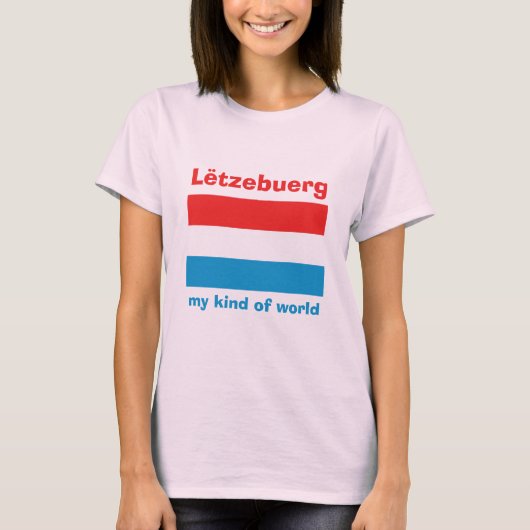 T-Shirt Drapeau + Carte + Texte Luxembourg (Devant)