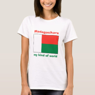 T-Shirt Drapeau + Carte + Texte Madagascar