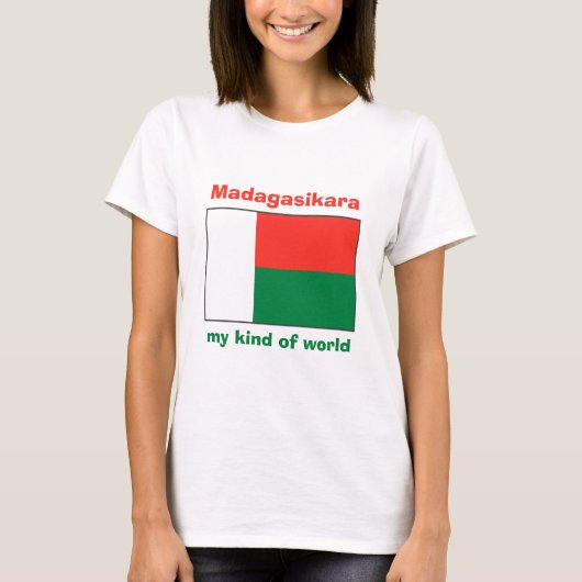T-Shirt Drapeau + Carte + Texte Madagascar (Devant)