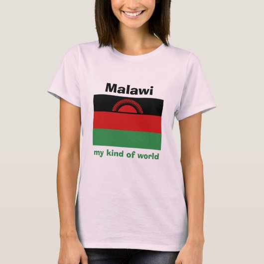 T-Shirt Drapeau + Carte + Texte Malawi (Devant)