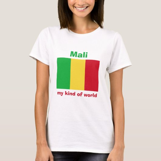 T-Shirt Drapeau + Carte + Texte Mali (Devant)
