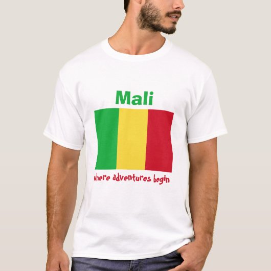 T-Shirt Drapeau + Carte + Texte Mali (Devant)