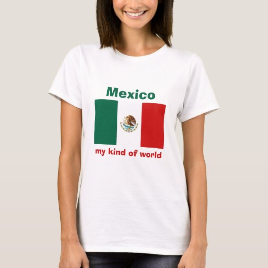 T-Shirt Drapeau + Carte + Texte Mexique (Devant)