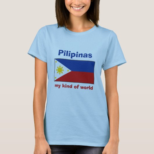 T-Shirt Drapeau + Carte + Texte Philippines (Devant)