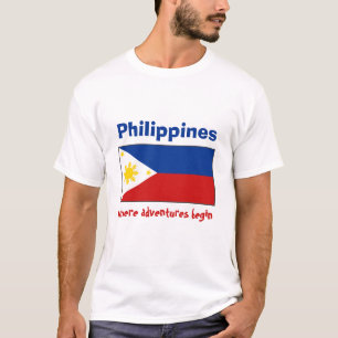 T-Shirt Drapeau + Carte + Texte Philippines