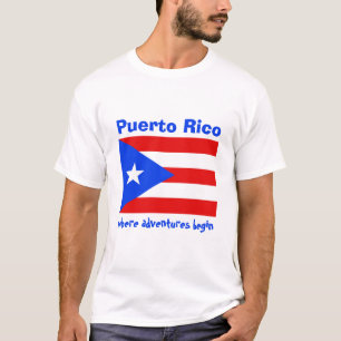 T-Shirt Drapeau + Carte + Texte Porto Rico