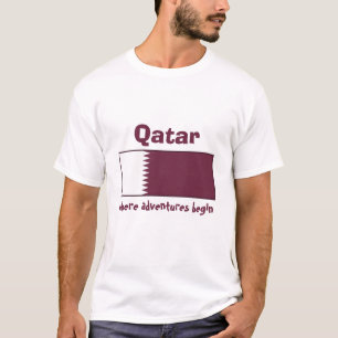 T-shirt Drapeau + Carte + Texte Qatar