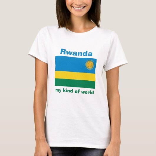 T-Shirt Drapeau + Carte + Texte Rwanda (Devant)