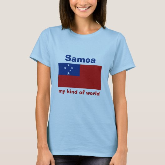 T-Shirt Drapeau + Carte + Texte Samoa (Devant)