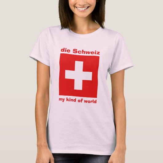 T-Shirt Drapeau + Carte + Texte Suisse (Devant)