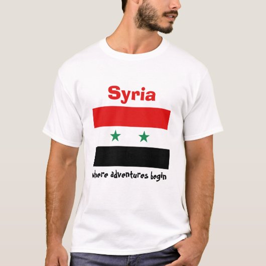 T-Shirt Drapeau + Carte + Texte Syrie (Devant)