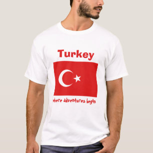 T-shirt Drapeau + Carte + Texte Turquie