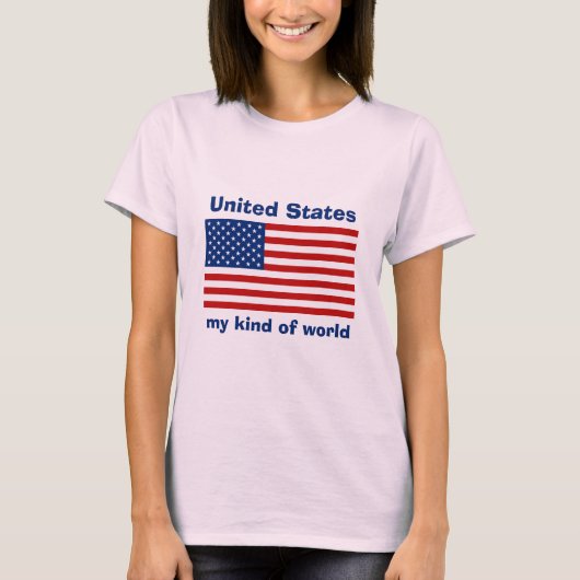 T-Shirt Drapeau + Carte + Texte USA (Devant)