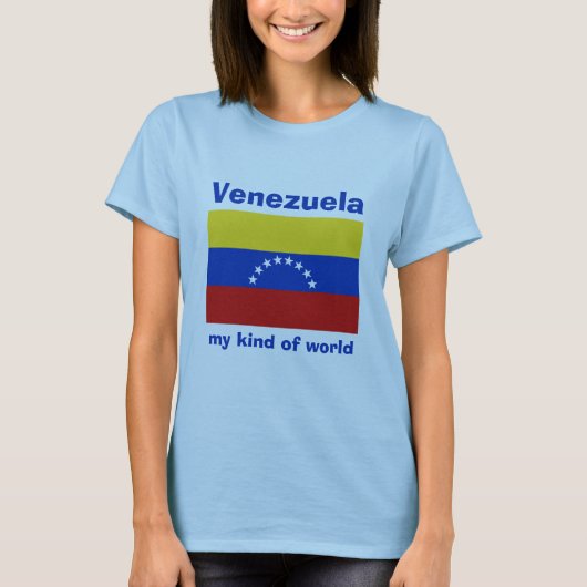 T-Shirt Drapeau + Carte + Texte Venezuela (Devant)