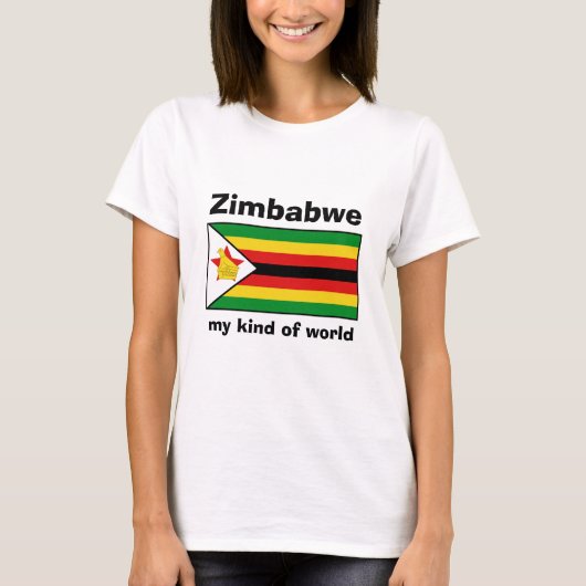 T-Shirt Drapeau + Carte + Texte Zimbabwe (Devant)