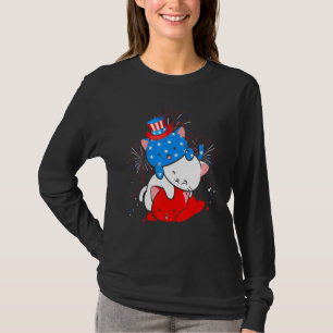 T-shirt Drapeau Cat Cute Spirit Chat Drapeau Américain 4 J