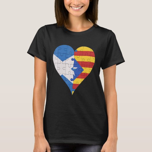T-shirt Drapeau catalan écossais cœur (Devant)