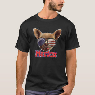 T-shirt Drapeau Chihuahua Américain Lunettes De Soleil, 4