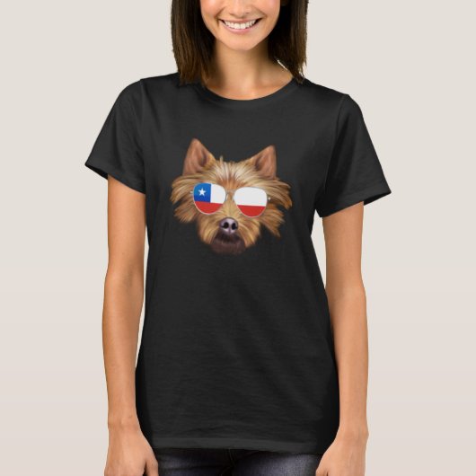 T-shirt Drapeau chilien Australian Terrier Dog Chile Pocke (Devant)