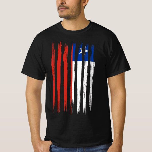 T-shirt Drapeau chilien avec peinture à brosse texturé iso (Devant)