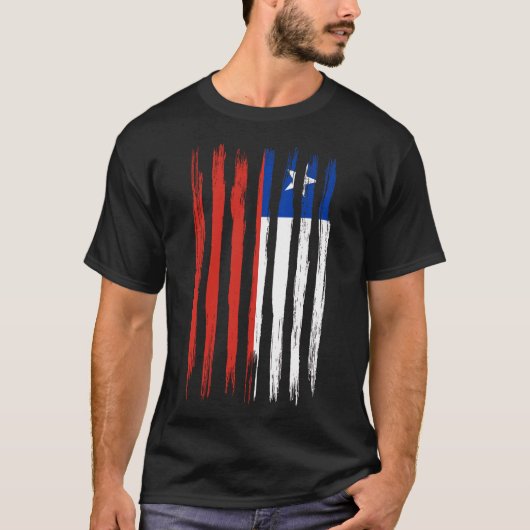 T-shirt Drapeau chilien avec peinture à brosse texturé iso (Devant)