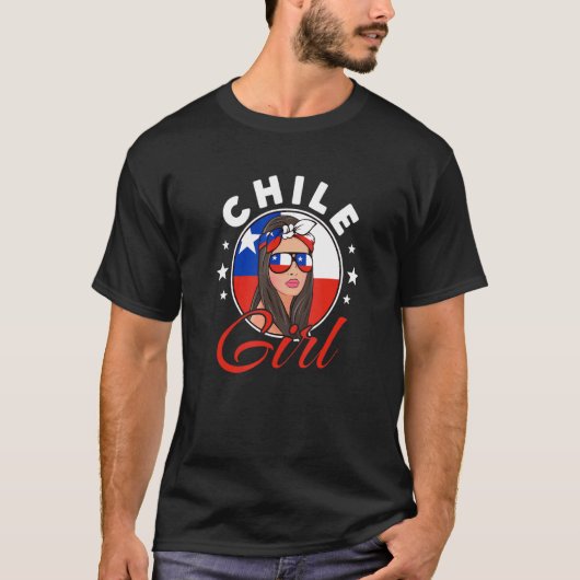 T-shirt Drapeau Chilien De Fille Du Chili (Devant)