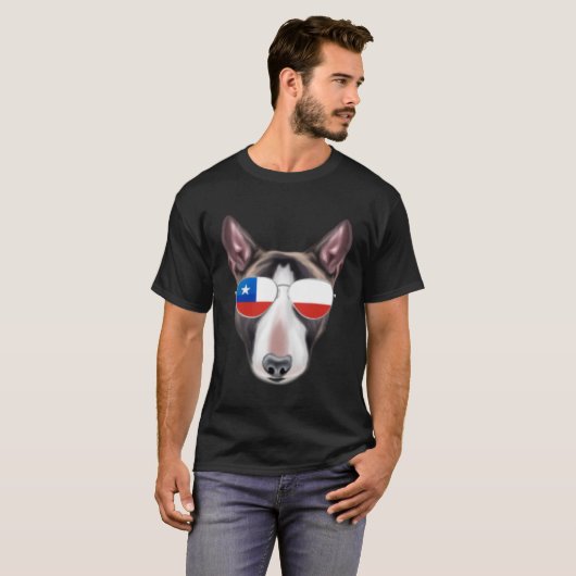 T-shirt Drapeau chilien miniature taureau Terrier Chien Ch (Devant entier)