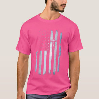 T-shirt Drapeau chrétien américain nous croisent Patriote